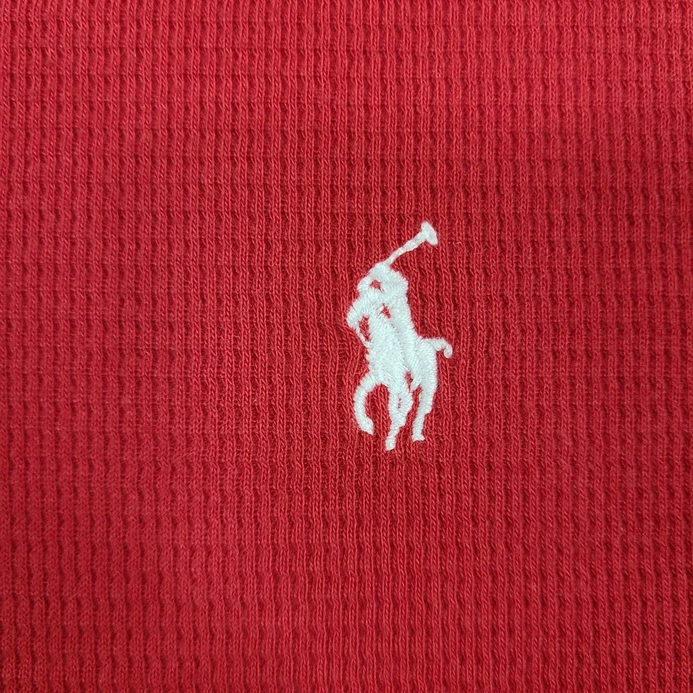 Polo Ralph Lauren Sleepwear Shirt Mens XL Red Waffle Knit Thermal Long Sleeve